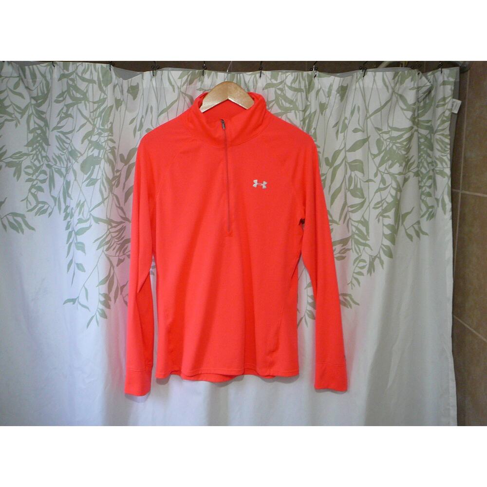 Womens Coral Under Armour Polo Shirt All Season Gear Semi-fitted Long Sleeve  L